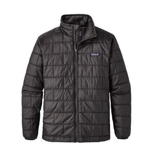 Patagonia Boys Nano Puff Primaloft Jacket Size M 10 Brick Quilted Black